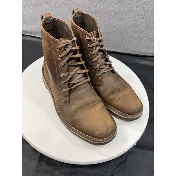Clarks Desert Bushacre Ankle Boots 6-Eye Lace Up Brown Leather Men Size 7.5 - Picture 3 of 16